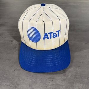 Vintage AT&T Pinstripe Snapback Hat Americas Legend Made in USA Blue White Cap